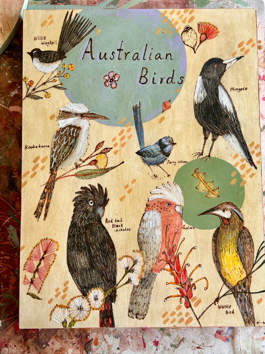 45 x 60cm Australian Birds