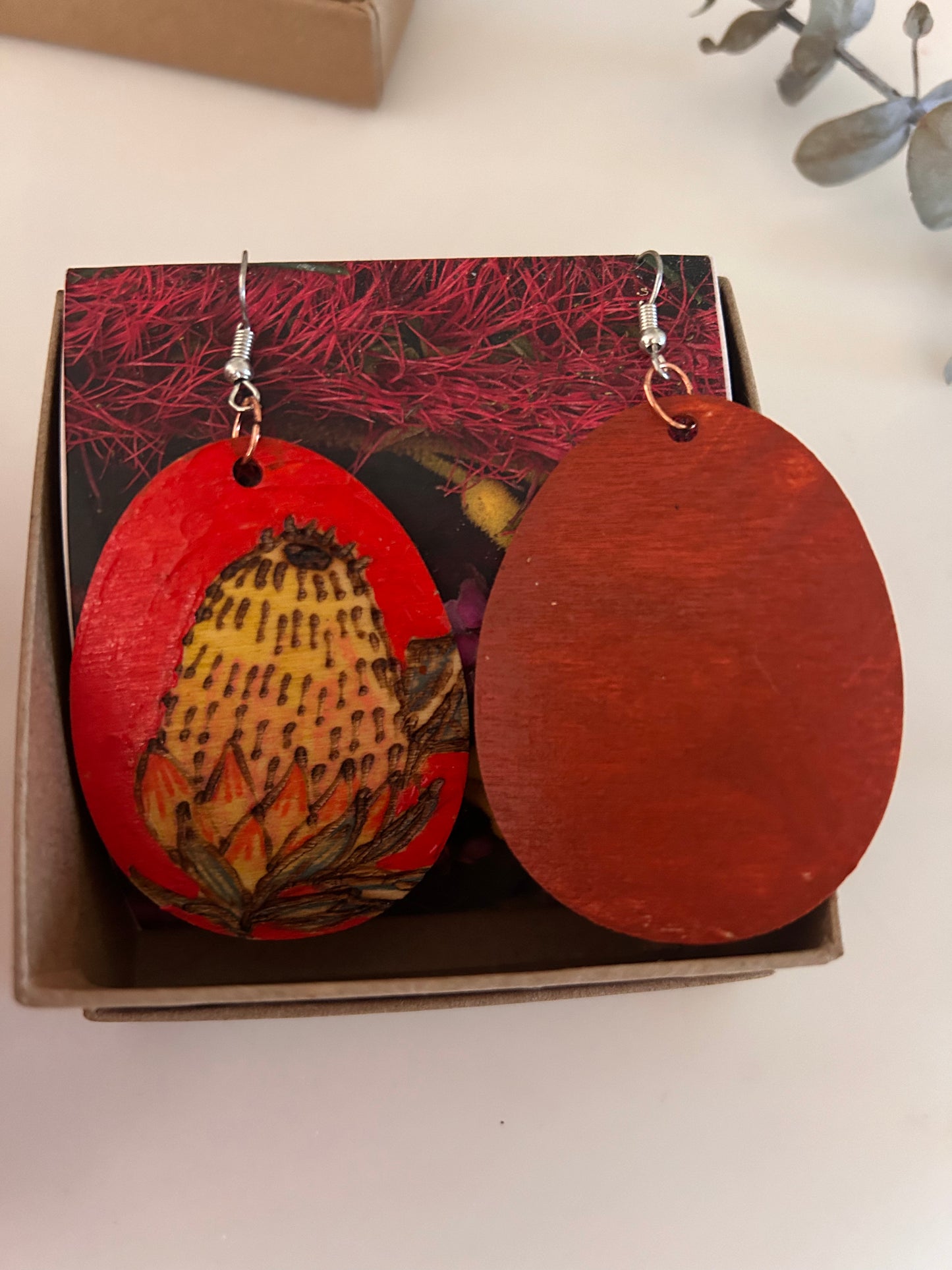 Red banksia Earrings